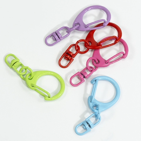 Bunte Lackierte Legierung Drehbarer Karabinerverschluss Für DIY Schlüsselanhänger Schmuckherstellung Zubehör Kleiner D-Ring Haken