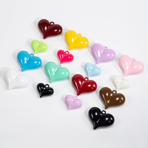 Ciondoli in Acrilico a Forma di Cuore Colori Macaron Lucidi Accessori per la Creazione di Gioielli Fai-da-te per Decorazione Borse Donna Bambini