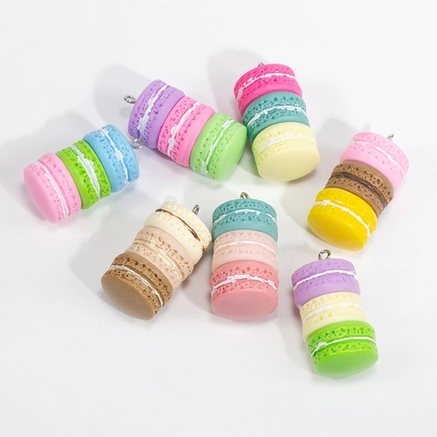 Acrylic Dopamine Macaron Stacking Pendants 3D Biscuit Shaped DIY Jewelry Making Accessories Colorful Keychain Bag Charms