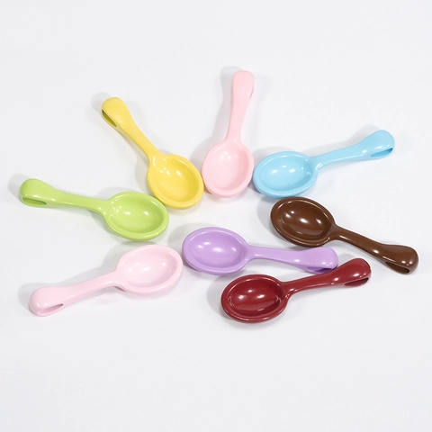 Colorful Cartoon Spoon Charm Alloy Plated Pendant For DIY Jewelry Making Keychain Mobile Phone Chain Decor Accessories
