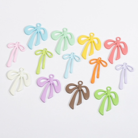 Colorful Alloy Bowknot Charms Pendants For DIY Jewelry Making Bracelet Keychain Accessories Painted Bow Ties Metal Charms