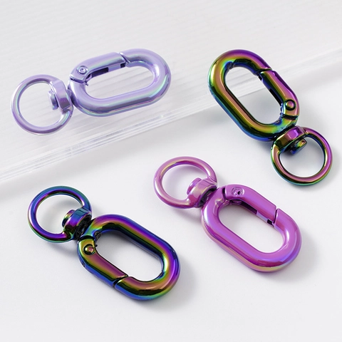 Iridescent Swivel Lobster Clasp Snap Hook 360 Degree Rotatable Alloy Connectors For DIY Keychain Bag Accessories Jewelry Making