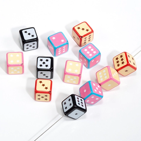 DIY Acrylic Cube Beads Mixed Pattern Cartoon Cat Star Heart Pattern Beads For Jewelry Making Phone Chain Accessories