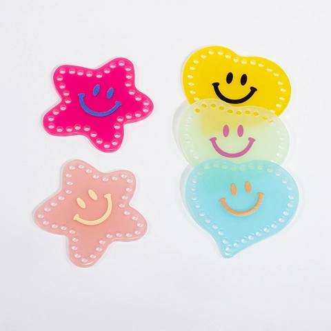 Colgantes de Acrílico con Cara Sonriente Corazón Estrella para Creación de Joyas DIY Accesorios de Costura Amuletos Decorativos