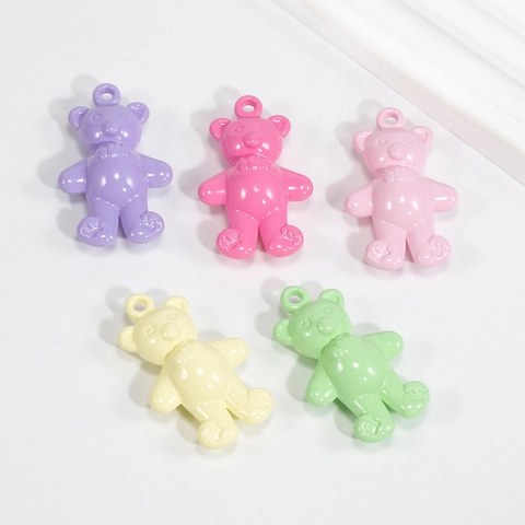 Acrylic Bear Charms Gradient Metallic Candy Color Bear Pendants For DIY Jewelry Making Keychain Backpack Accessories