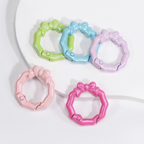 Anello a Molla con Fiocco Perlato in Lega Fai-da-Te Pendente per Portachiavi Gancio a Corona di Fiori per Creazione Gioielli