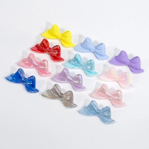 Acrylic Bow Beads For DIY Jewelry Making Pearlescent Matte Finish Handmade Keychain Bracelet Necklace Materials Components