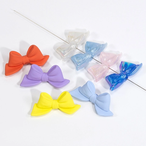 Acrylic Bow Beads For DIY Jewelry Making Pearlescent Matte Finish Handmade Keychain Bracelet Necklace Materials Components