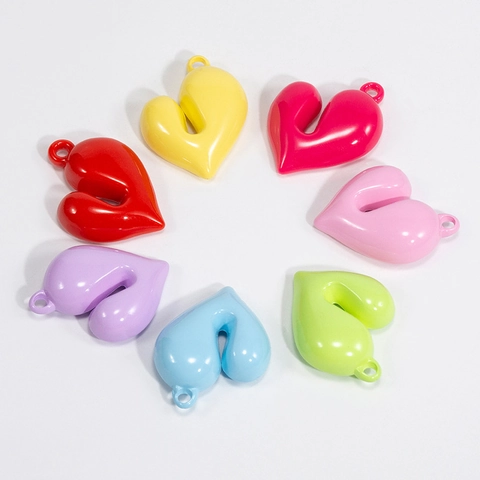 Ciondoli a Cuore in Acrilico Ciondoli a Forma di Cuore Intrecciati Irregolari 3D Per Collana Fai-da-te Bracciale Borsa Telefono Gioielli Lacca Colorata