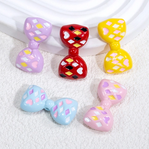 DIY Acryl Strik Kralen Met Hart Ruit Patroon Gekleurde Kralen Voor Het Maken Van Sieraden Armbanden Haaraccessoires