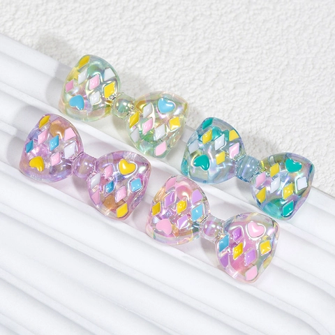 DIY Acryl Strik Kralen Met Hart Ruit Patroon Gekleurde Kralen Voor Het Maken Van Sieraden Armbanden Haaraccessoires