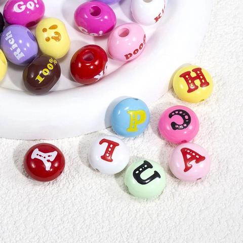Colorful Acrylic Alphabet Beads Round Lentil Letter Word Spacer Beads For DIY Bracelet Necklace Keychain Jewelry Making
