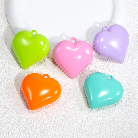 Großer Acryl Herz Anhänger Lackiert Einfarbig Herzform DIY Schmuckherstellung Zubehör Für Schlüsselanhänger Handy Kette