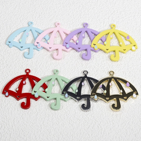 Alloy Umbrella Charm Pendant Colorful Enamel Hollow Heart DIY Jewelry Making Decoration Keyring Phone Chain Ornament Accessories