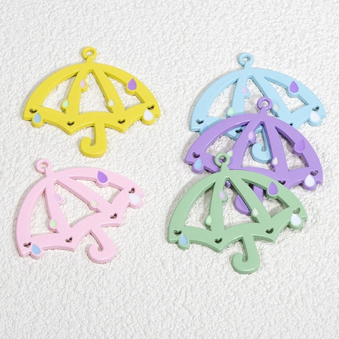 Alloy Umbrella Charm Pendant Colorful Enamel Hollow Heart DIY Jewelry Making Decoration Keyring Phone Chain Ornament Accessories