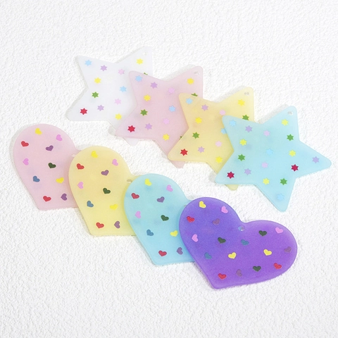 Colorati Ciondoli a Stella e Cuore in Acrilico Stampati Colori Pastello Opachi Accessori per Creazione Gioielli Fai da Te