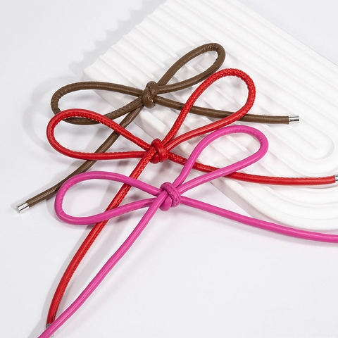 Handmade PU Leather Braided Bow Pendant With Metal Ends For DIY Jewelry Making Keychain Mobile Phone Bag Accessory