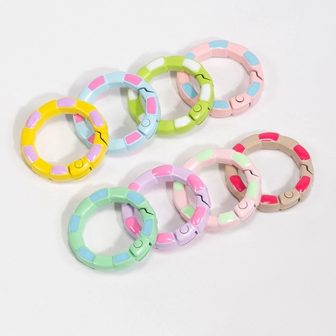 Alloy Enameled Colorful Spring Clasp Round Open Ring Hand Painted Bamboo Joint Style Keychain DIY Jewelry Making Findings