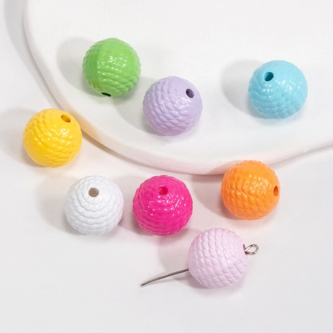 Acrylic Woven Texture Round Beads Colorful DIY Jewelry Making Loose Beads For Necklace Bracelet Craft Accessories