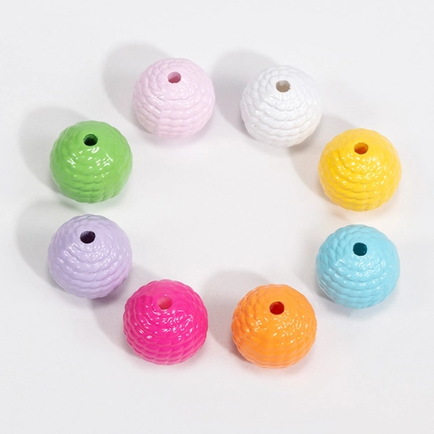 Acrylic Woven Texture Round Beads Colorful DIY Jewelry Making Loose Beads For Necklace Bracelet Craft Accessories