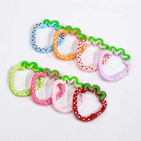 Cute Strawberry Shape Painted Alloy Keychain DIY Accessories Spring Buckle Polka Dot Cartoon Carabiner Hook For Bags Jewelry Making