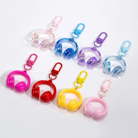 Porte-clés Créatif en Forme d'Écouteur en Acrylique Peinture Métallisée Note de Musique Pendentif de Sac Tendance Iridescent Ornement de Sac à Dos Accessoire Mode