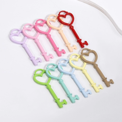 Alloy Painted Heart Shape Key Pendants DIY Jewelry Making Necklace Earrings Accessories Cute Macaron Color Small Key Charms