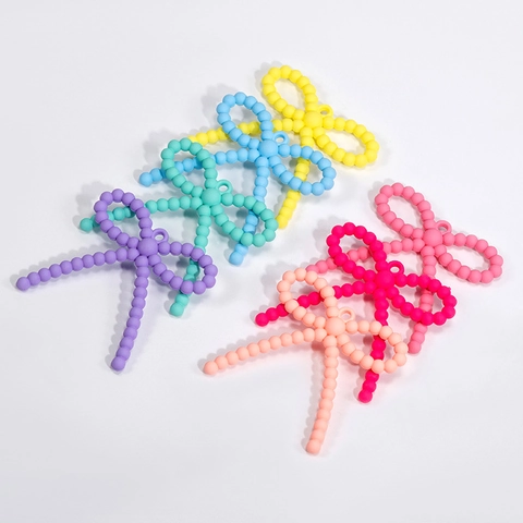 Acrylic Candy Color Beaded Bow Knot Pendant Charms For DIY Necklace Earring Jewelry Making Twisted Bowknot Craft Materials