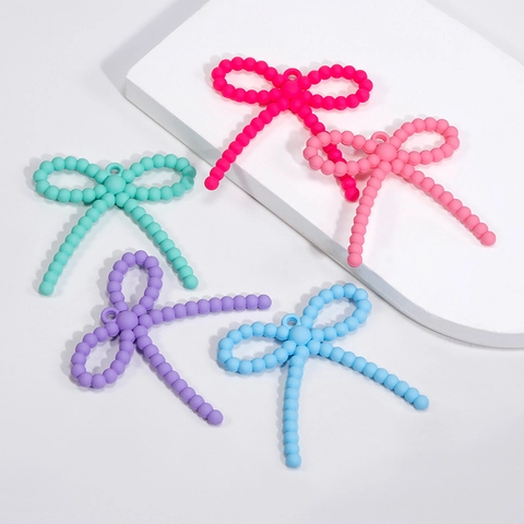 Acrylic Candy Color Beaded Bow Knot Pendant Charms For DIY Necklace Earring Jewelry Making Twisted Bowknot Craft Materials