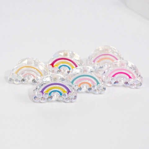 Colorful Rainbow Shaped Acrylic Beads For DIY Jewelry Making Pendants For Keychain Bag Decor Accessories Cartoon Beads