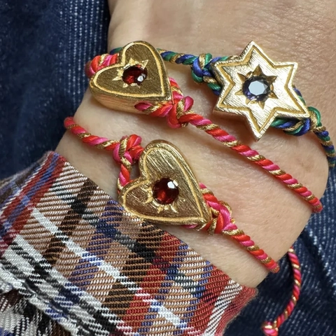 Vintage Tarot Card Heart Star Pendant Bracelet For Women Rhinestone Evil Eye Enamel Woven Cord Adjustable Jewelry Necklace