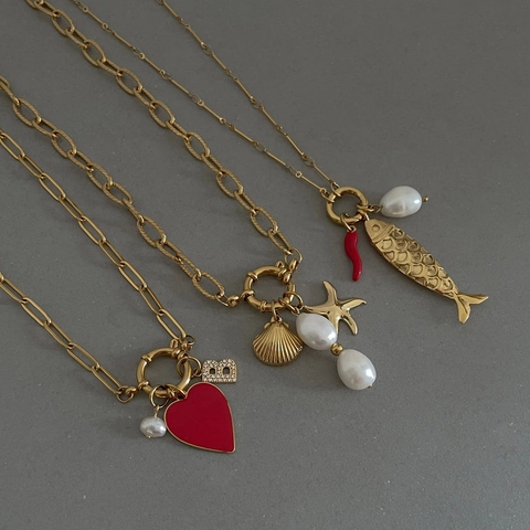 Bijoux Rétro En Acier Inoxydable À Maillons Trombone Avec Pierre De Naissance Künstliche Perle Piment Botte Collier Bracelet 18K