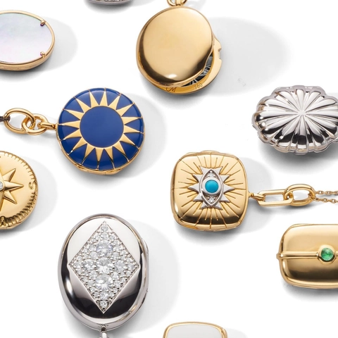 Vintage 14K Gold Plated Copper Locket Necklace For Women Geometric Round Oval Photo Frame Pendant Jewelry Mother Day Gift
