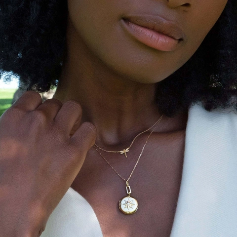 Vintage 14K Gold Plated Copper Locket Necklace For Women Geometric Round Oval Photo Frame Pendant Jewelry Mother Day Gift