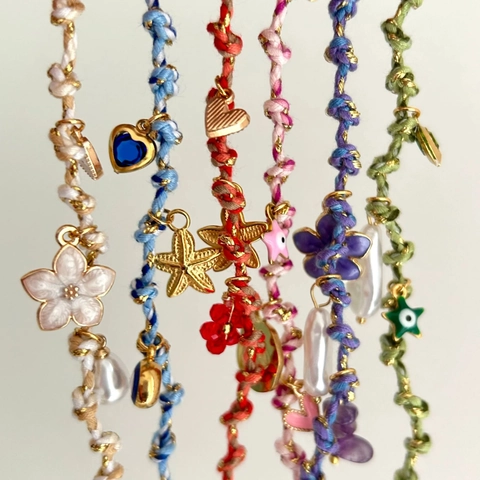 Boheemse Kleurrijke Gevlochten Touw Ketting Met Schelp Zeester Schildpad Vlinder Hangers Goud Vergulde Titanium Staal Sieraden Dames