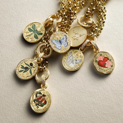 18K Gold Plated Stainless Steel Pendant Necklace Vintage Enamel Painted Animal Heart Butterfly Hamsa Jewelry For Women Gift