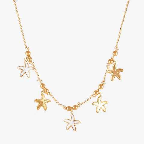 Bohemian Stainless Steel Braided Rope Necklace And Bracelet Ocean Starfish Shell Sun Moon Pendant Beach Jewelry For Women Men