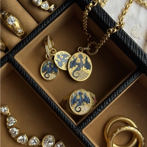 Vintage Emaille Draak Hart Hanger Ketting Retro Bloemen Roos Medaillon Voor Vrouwen Koper Strass Sleutelbeen Ketting Sieraden Cadeau