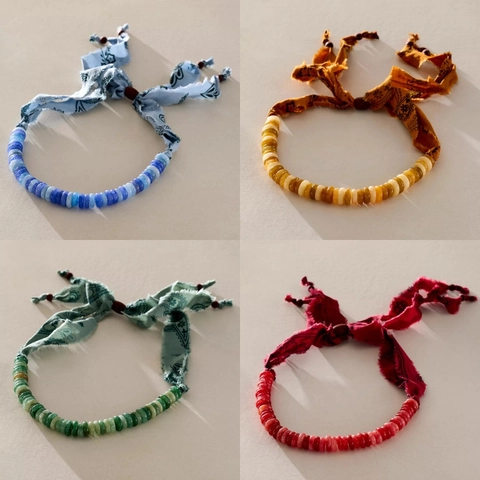 Boheemse Roestvrijstalen Kralen Halsketting Voor Dames Etnisch Paisley Stof Lint Choker Vakantie Stijl Sieraden