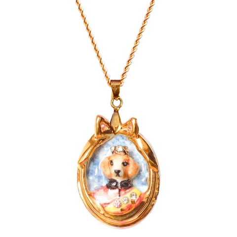 Vintage Royal Style Animal Portrait Copper Pendant Necklace Gold Plated Enamel Rabbit Cat Bear Tiger Deer Jewelry For Women