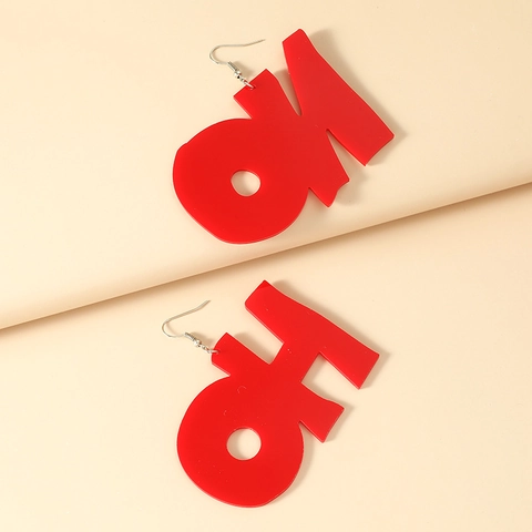 Rote Acryl Buchstaben OH HO Ohrhänger Für Damen Mode Übertriebene Große Statement Haken Ohrringe Schmuck Geschenk