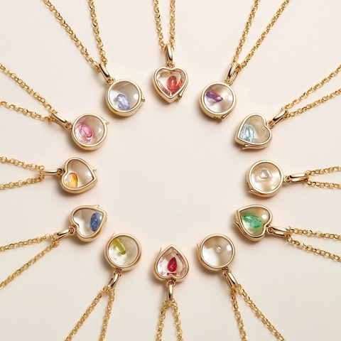 Vintage 14K Gold Plated Copper Transparent Medallion Locket Necklace Heart Round Pendant DIY Birthstone Jewelry For Women