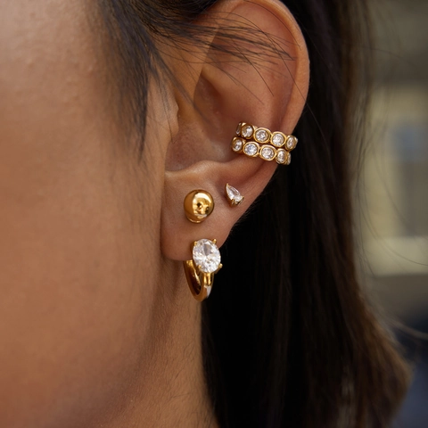 Orecchini In Acciaio Inossidabile Zircone Opale Perla Artificial Impermeabile Ipoallergenico Ear Cuffs Geometrici Moda Minimalista