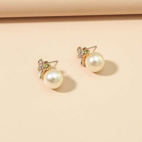 Vintage Legering Kunstparel Vlinder Oorbellen Voor Dames Mode Strass Ingelegde Bloemen Hanger Oorbellen Sieraden Cadeau