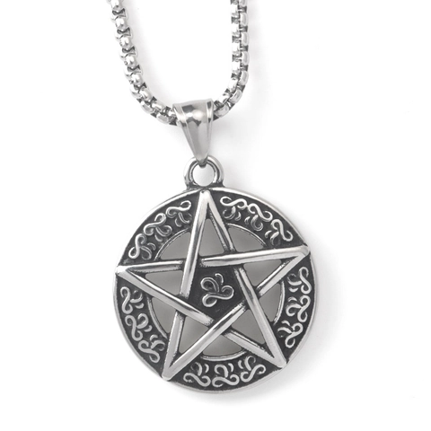 Roestvrij Staal Viking Pentagram Hanger Halsketting Retro Gothic Punk Hip Hop Ronde Medaillon Keltische Knoop Sieraden Voor Heren Dames