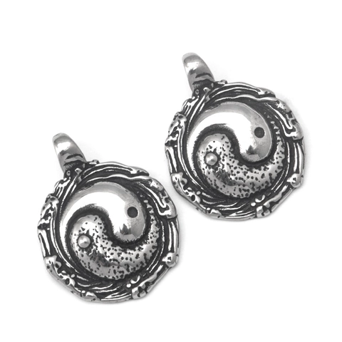 Vintage Stainless Steel Tai Chi Yin Yang Pendant Necklace Chinese Taoist Symbol Hip Hop Punk Rock Style Jewelry For Men Women