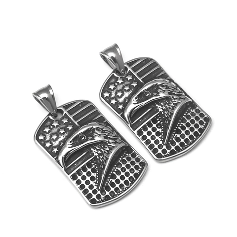 Vintage Roestvrij Staal Adelaar Hondsdolheid Tag Hanger Halsketting Retro Punk Rock Schild Halsketting Voor Heren Dames Hip Hop Sieraden