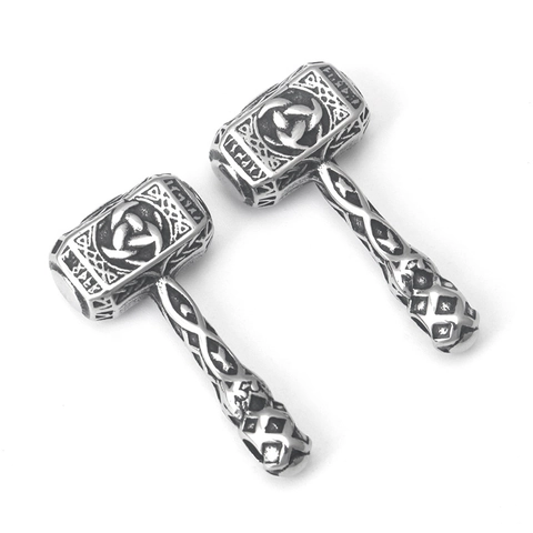Collier Pendentif Marteau de Thor Viking Mjolnir pour Hommes en Acier Inoxydable Rétro Runes Nordiques Nœud Celtique Bijoux Cadeau