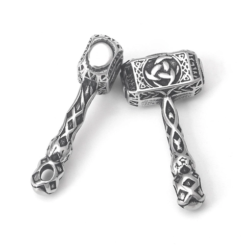 Collier Pendentif Marteau de Thor Viking Mjolnir pour Hommes en Acier Inoxydable Rétro Runes Nordiques Nœud Celtique Bijoux Cadeau