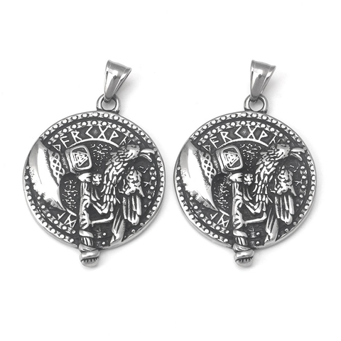 Vintage Viking Raaf Bijl Hanger Ketting Roestvrij Staal Noords Runen Symbool Thor Hamer Mannen Retro Punk Sieraden Cadeau